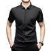 Men's Clothing Men's Short Sleeved Shirt Men's Summer Elastic Business Casual Solid Color Ice Silk Shirt Men's Wear_viptrois.com