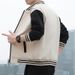 Men's Button Decoration Trendy Youth Popular Zipper Outer Wear Baseball Collar Striped Closed Sleeve Long Sleeve Autumn Trend Jacket_viptrois.com