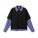 Men's Streetwear Layered Long Sleeve T-Shirt | Plaid Collar Polo Shirt | Oversized Fit | Unisex Fashion_viptrois.com