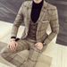 men's large size British gentleman plaid wool suit suit groom and best man wedding three-piece men's suit_viptrois.com
