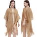 Unisex Cuff filigree tassel cape women's solid color summer transparent thin shawl_viptrois.com