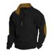 Men's Casual Embroidered Sweatshirt European Size Spring Autumn Stand Collar Long Sleeve Solid Color Outdoor Clothing_viptrois.com
