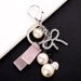 Version Pearl Ribbon Heart Keychain Bag Pendant Diamond Bow Creative Gift_viptrois.com