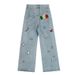 American Style Fun Butterfly Embroidery Washed Straight Jeans Unisex New Street Loose Wide Leg Slimming Long Pants_viptrois.com