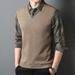Nordmann Middle-aged Dad Long Sleeve T-shirt Polo Spring And Autumn New Men's Two-piece Striped Top Base Shirt_viptrois.com