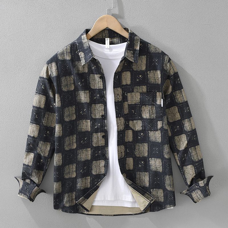 Men's Clothing Long Sleeved Shirt For Men Fashionable And Versatile Artistic And Casual Loose Tops_viptrois.com