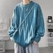 Japanese-Inspired Cable Knit Sweater – Minimalist Harajuku Style Pullover (Grey/Black/Blue/White, M-3XL)_viptrois.com