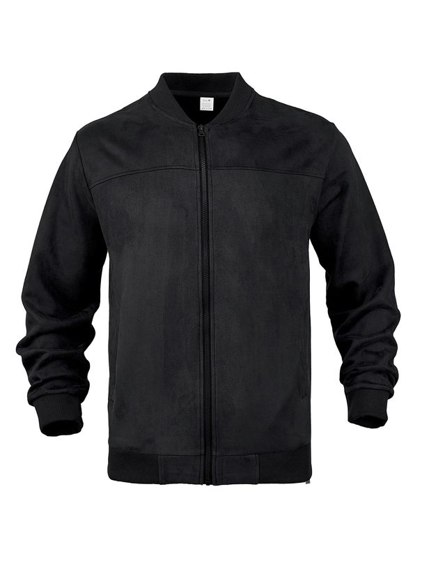 Men's Clothing Autumn Suede Solid Color Men's Zipper Jacket Casual Retro Long Sleeved Cardigan Coat Men_viptrois.com