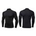 Men's Clothing High Collar Sports Tights Fitness Clothes Long Sleeves High Elastic Football Basketball Training Quick Drying Fitness Bottoming Tops_viptrois.com