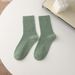 Women's & Men's Cotton Mid-Crew Socks With Soft Breathable Fabric, Solid Color & Starry Dot Design, Double Needle Stitching For All Seasons_viptrois.com