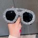 European And American Large Frame Double Beam Sunglasses For Women With Diamonds Personality Fashion Party Style Catwalk Sunglasses Cross Border_viptrois.com