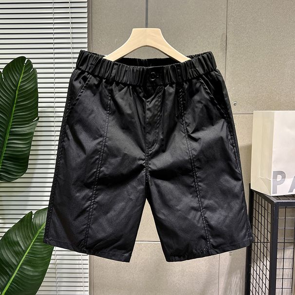 Summer New Simple Solid Color Men's Thin Loose Versatile High-End Five-Point Casual Beach Shorts_viptrois.com
