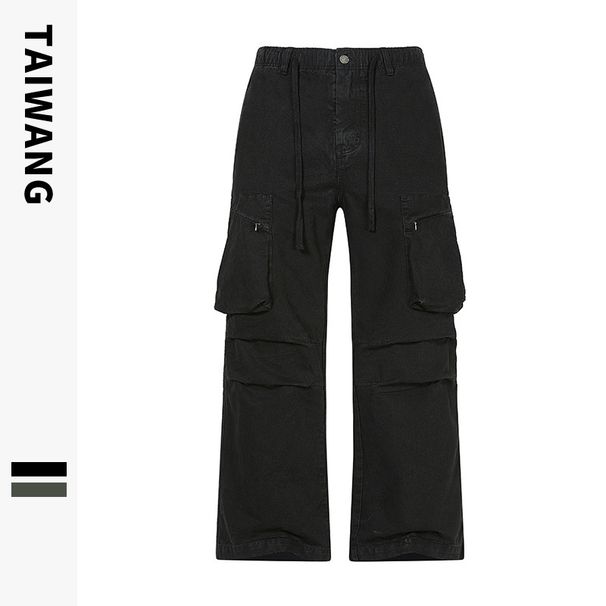 Men's Clothing Thai King Men's Wear 2024 Retro Paratrooper Pants Autumn and Winter Garment Dyeing Workwear Loose Multi Pocket Pants Men's Trousers_viptrois.com