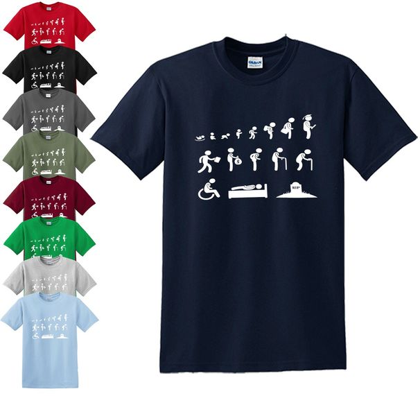 EVOLUTION OF LIFE 100% Cotton T-shirt Mens Tees Top Funny Party Anarchy Journey Gift Dad Father Tshirt Top_viptrois.com