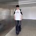 Men's Clothing Style Shoulder Pad Short Sleeved T Shirt Three Stripes Men And Women Street All Match_viptrois.com