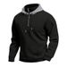 American Style Spring And Autumn Fleece-Lined's Loose Stand Collar Hooded Pullover Zipper Long Sleeve Sweatshirt For_viptrois.com
