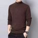 De Rong Half Turtleneck Long Sleeve T-Shirt Men, Autumn And Winter Slim Fit Solid Color Inner Wear, Trendy Clothing,_viptrois.com