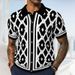 Men's Clothing Jacquard Knitted Short Sleeved Cardigan_viptrois.com