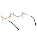 Trendy Lower Half Frame Glasses Water Drop Without Lens Ins Women's Pendant Rhinestone Decorative Dot Diamond Handmade Glasses Frame_viptrois.com