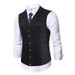 Men's Slim Fit British Style Vest - Single Breasted Formal Waistcoat With Notch Lapel (Black, M-3XL) | Wrinkle-Resistant Acrylic Blend_viptrois.com
