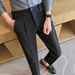 Spring And Summer New Men's Suit Pants Men's Solid Color Non-ironing Casual Pants Commuting To Work Slim-fitting Solid Color Nine-point Pants_viptrois.com