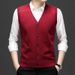 New Men's Wool Knitted Vest Business Work Clothes Solid Color Knitted Cardigan Vest Foreign Trade Export Style_viptrois.com