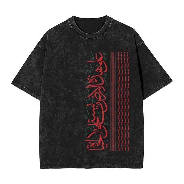 Camisetas Vintage Con Estampado De Palestina En Árabe E Inglés Para Hombre, Cuello Redondo, Algodón Lavado, Manga Corta_viptrois.com