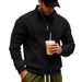 Men's Stand Collar Half-Zip Fleece Hoodie - Winter Pullover Sweatshirt With Large Pockets, Loose Fit, Long Sleeve, Casual Streetwear_viptrois.com