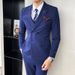 Men's Slim Fit Wedding Suit – Single/Double-Breasted Blue Groom Suit With Vest & Trousers_viptrois.com