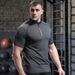 Men's Clothing Short Sleeved Sports T Shirt Men's Half Zip Stand Up Collar Quick Drying Running Clothes Fitness Clothes Tops_viptrois.com