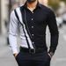 Men's Shirt 2025 New Color Matching Business Casual Four Sided Stretch Printing Comfortable Shirt Men's Long Sleeve_viptrois.com