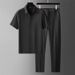 Men's Clothing Summer Ultra Thin Silky Ice Silk High End Seamless Glued Short Sleeved Shirt Suit Men's Business Casual Sports Two Piece Suit_viptrois.com