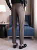 Men's Clothing Casual Trousers Spring And Summer Slim Fit Nine Point Trousers Trendy Versatile Coffee Color Small Foot Drape Trousers_viptrois.com