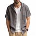 K Men's Casual Short Sleeved Shirt With Drawstring Button Pocket Cardigan Shirt And Loose Beach T-shirt_viptrois.com