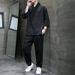 Men's Clothing New Thin Casual Sports Suit Men's Summer High End V Neck Slim Fit Three Quarter Sleeves Two Piece Suit_viptrois.com