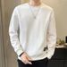 Men's Minimalist Crewneck Sweatshirt – Korean Streetwear Essential With Contrast Paneling & Velvet Touch (Casual Chic Pullover)_viptrois.com