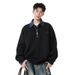 American Style Heavyweight Two Piece Half Zip Polo Collar Sweatshirt For Men, Autumn Trendy Color Blocked Sports Casual Pullover Wholesale._viptrois.com