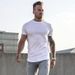Foreign Trade Cotton Ammonia Slim-fit Elastic Short-sleeved Men's Fitness And Bodybuilding T-shirt, Slim-fit Elastic Solid-color Light Board Top_viptrois.com