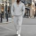 Men's Waffle-Knit Hoodie & Jogger Set – Lightweight Zip-Up Loungewear (S-3XL) | Breathable Polyester For Casual & Sporty Style_viptrois.com
