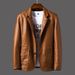 Men's Slim Fit PU Leather Blazer – Business Casual Jacket With Notched Lapel (M-6XL, Black/Brown/Khaki, Lightweight Spring Wear)_viptrois.com
