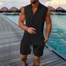 Men's Summer Sleeveless Vest & Shorts Set – Breathable Polyester Casual Outfit (Light Blue/White/Black/Apricot, S-XXL, Loose Fit, Unisex Style)_viptrois.com