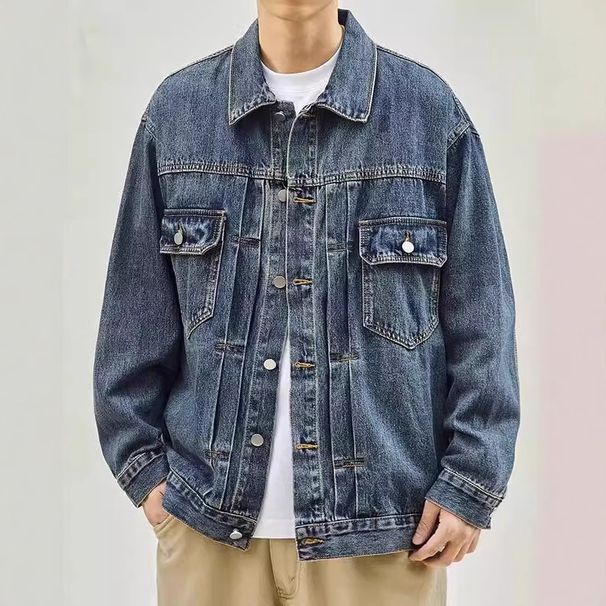 2025 Spring And Autumn New Denim Jacket Men's American High Street Brand Workwear Trendy Coat_viptrois.com