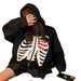 2023 New Skull Hoodie Hip Hop Sweatshirt For Women Loose Street Style Zipper Cardigan Y2K Jacket_viptrois.com