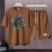 Men's Clothing 2024 Waffle Casual Summer Suit Loose Teen Short sleeved T shirt Shorts Handsome Two piece Suit_viptrois.com