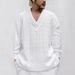 Men's Casual V-Neck Long Sleeve Knit Sweater, Loose Fit Jacquard Design, Lightweight & Breathable, Comfortable Pullover For Everyday Wear _viptrois.com