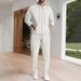 Men's Clothing Waffle Knit Hoodie & Jogger Set - Zip-Up Fleece Tracksuit For Winter, Casual Loungewear (Black/ Grey/ Khaki) - S-XXXL_viptrois.com