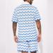Men's Clothing Wave Pattern Hollow Short Sleeved Tops Casual Sports Shorts Men's Suit_viptrois.com