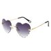 Gradient Heart Sunglasses – Peach Love Glasses With Metal Trim & Ocean Blue Lenses (Frameless Trendy Style)_viptrois.com