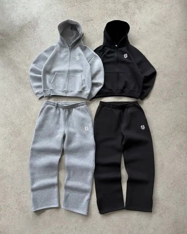 Men's Clothing Menswear Spring Menswear Suit, 3D US Embroidered Style, Trendy Casual Sweatshirt Zip Up Suit_viptrois.com