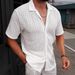 Men's Casual Fashion Shirt Short Sleeve Top With Collar_viptrois.com